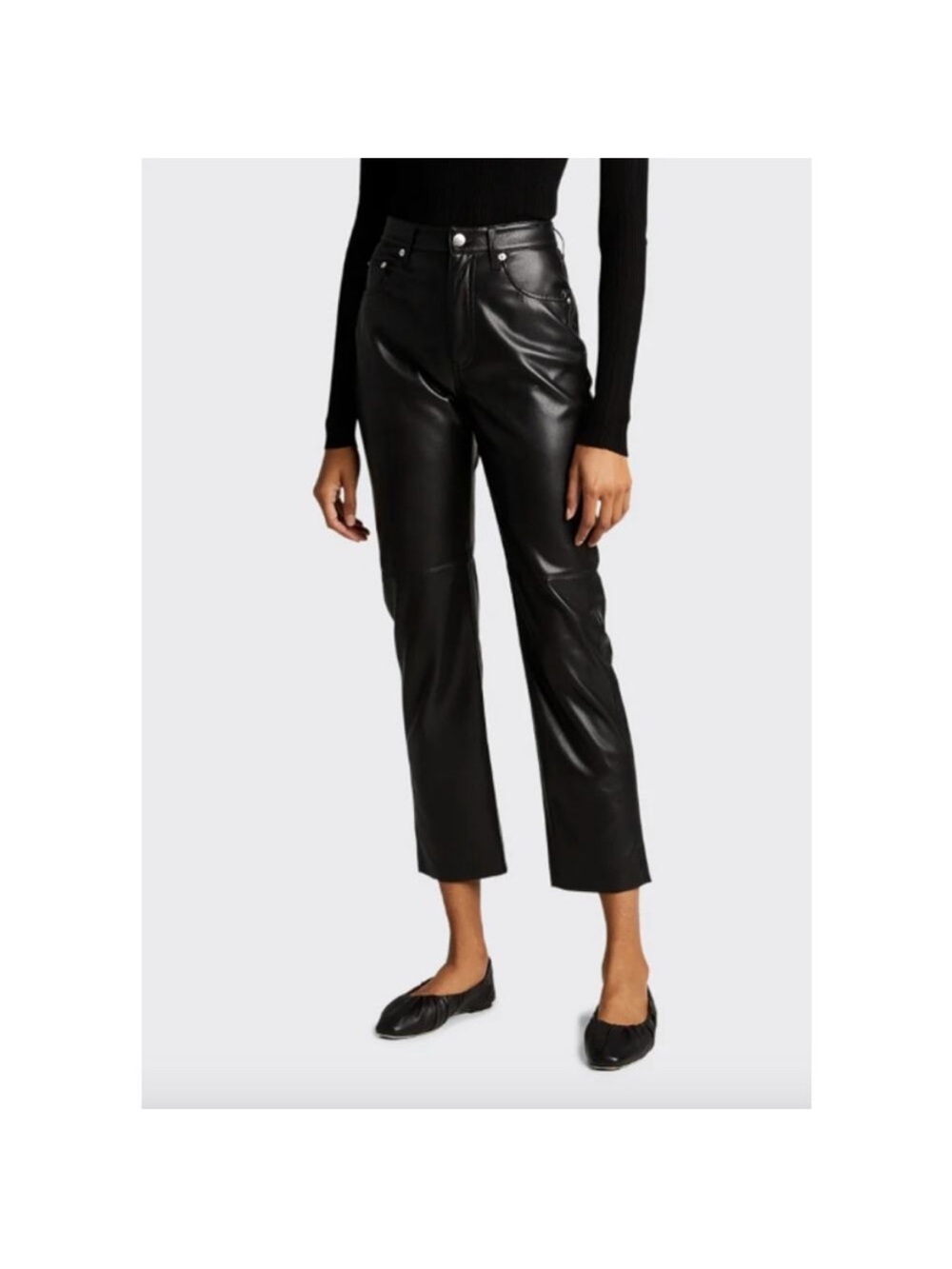 Nanushka Black Faux Leather Waistband Pants